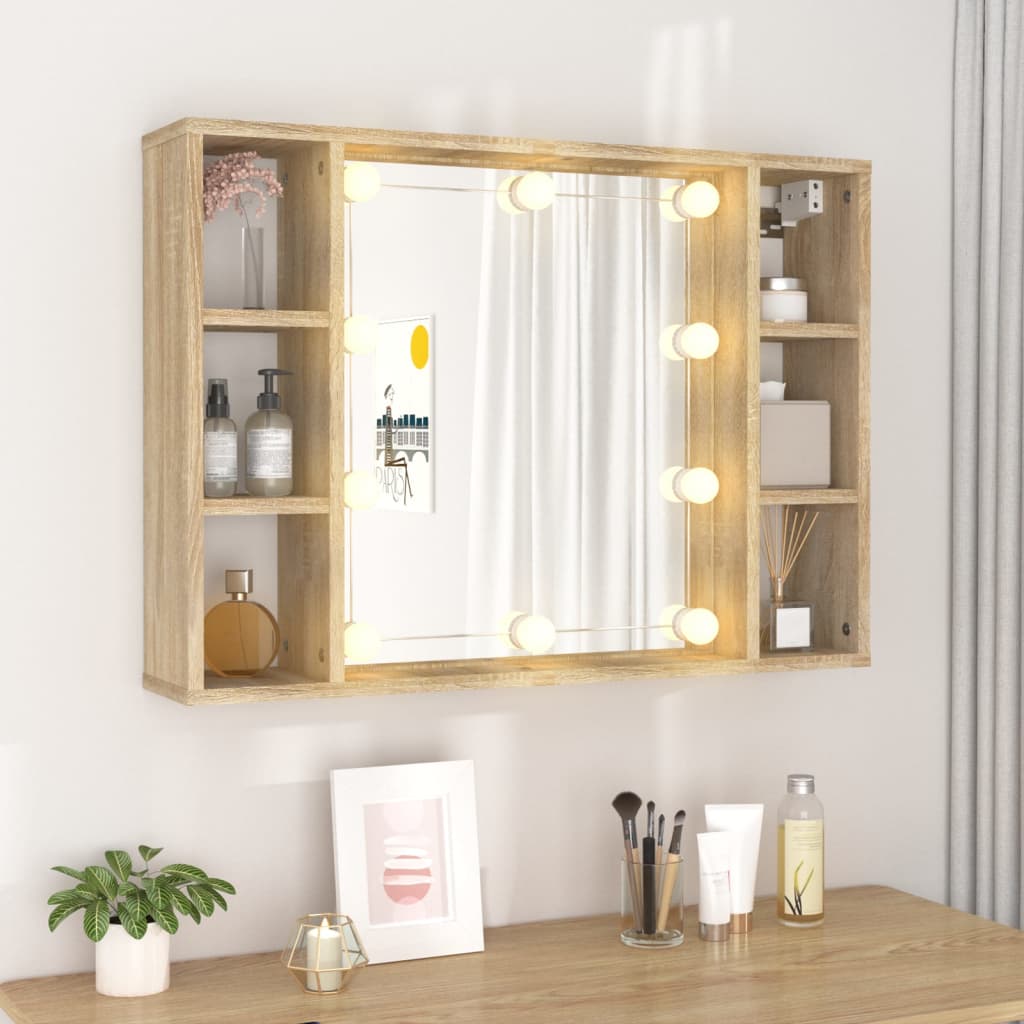 Armoire à miroir avec éclairage LED 76x15x55 cm