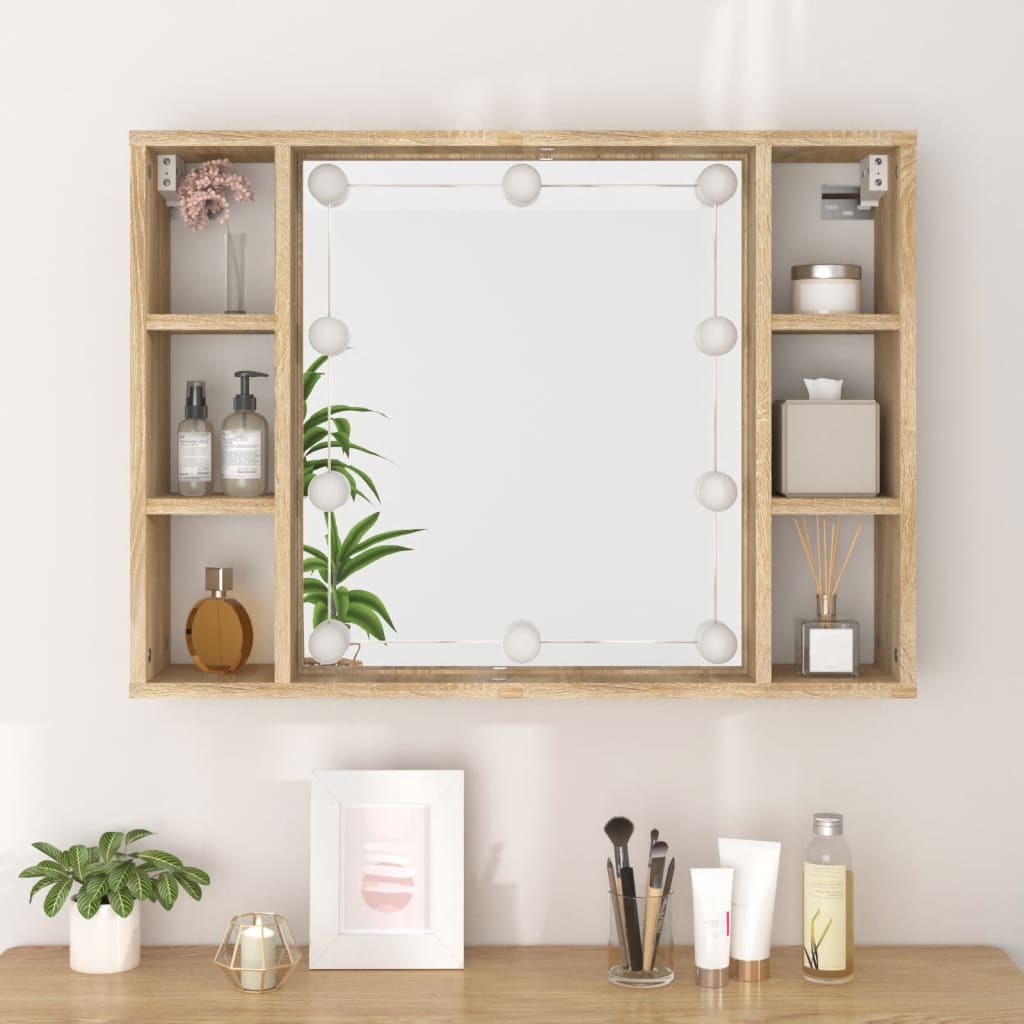 Armoire à miroir avec éclairage LED 76x15x55 cm