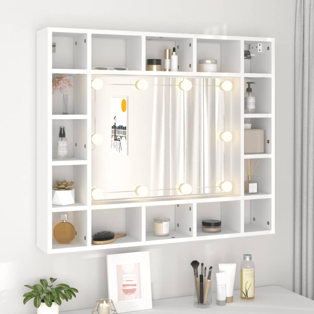 Armoire à miroir avec éclairage LED 91x15x76,5 cm