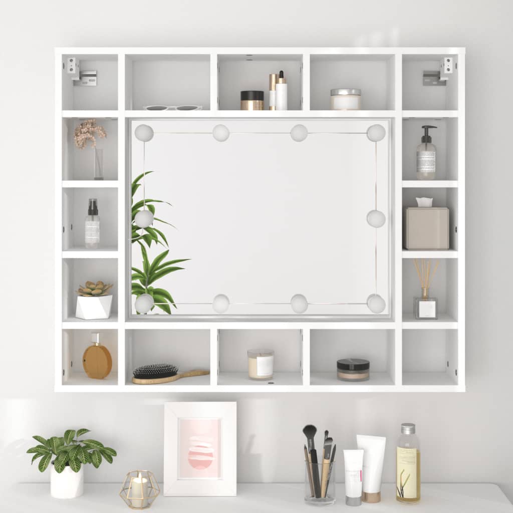 Armoire à miroir avec éclairage LED 91x15x76,5 cm