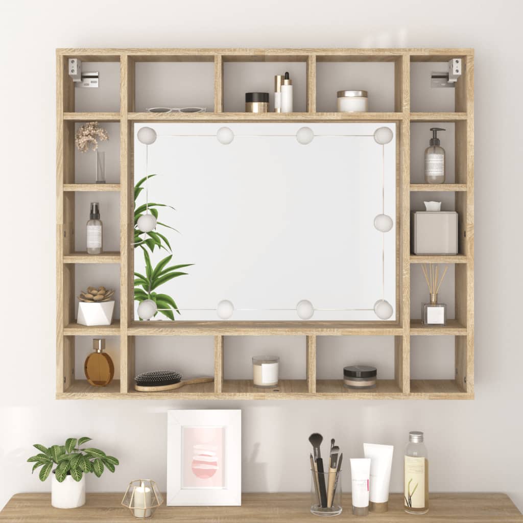 Armoire à miroir avec éclairage LED 91x15x76,5 cm