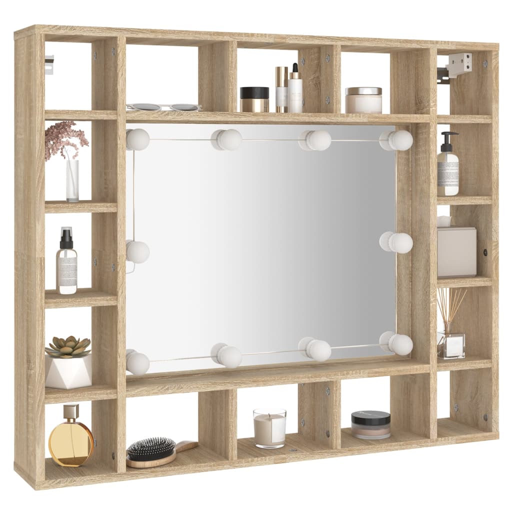 Armoire à miroir avec éclairage LED 91x15x76,5 cm