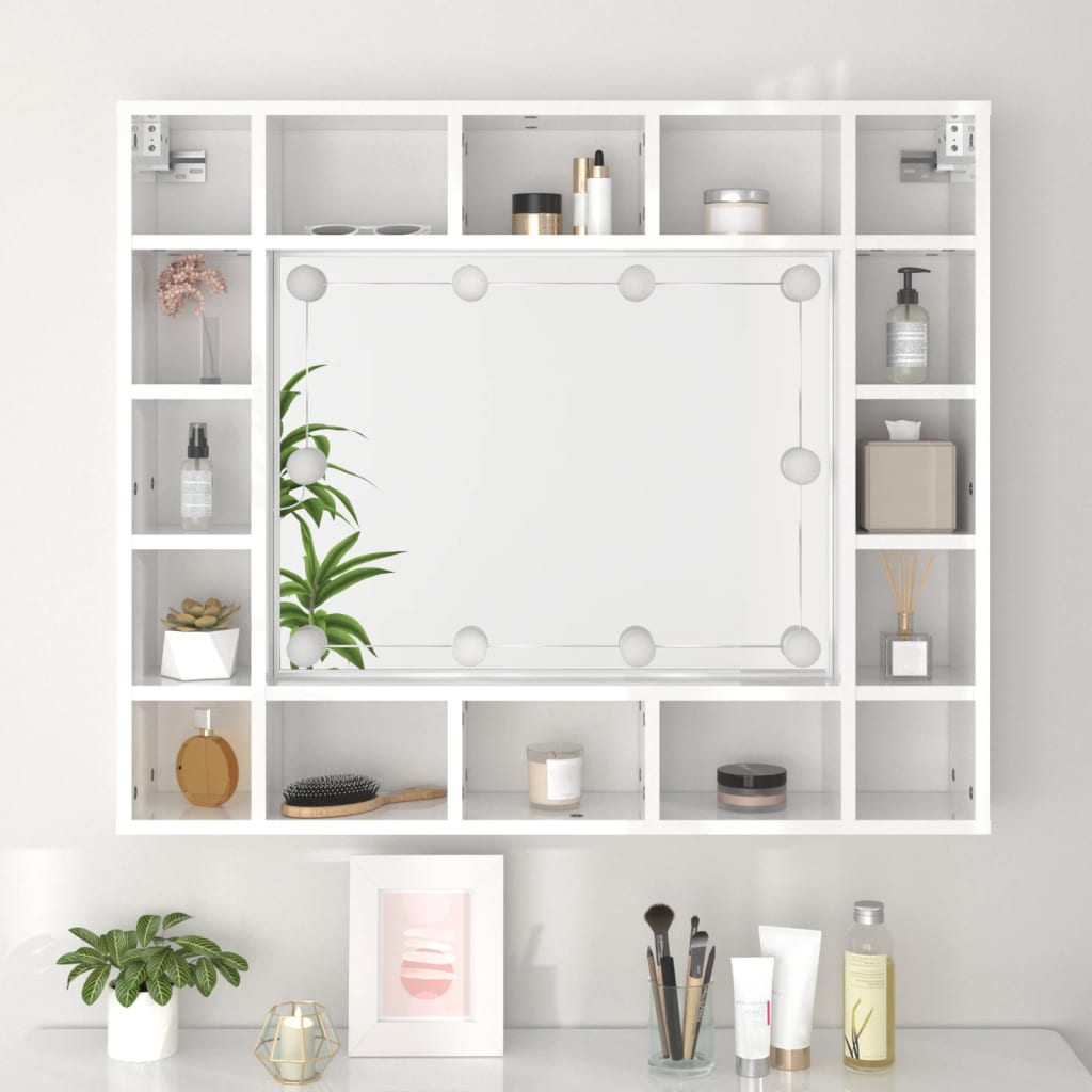 Armoire à miroir avec éclairage LED 91x15x76,5 cm