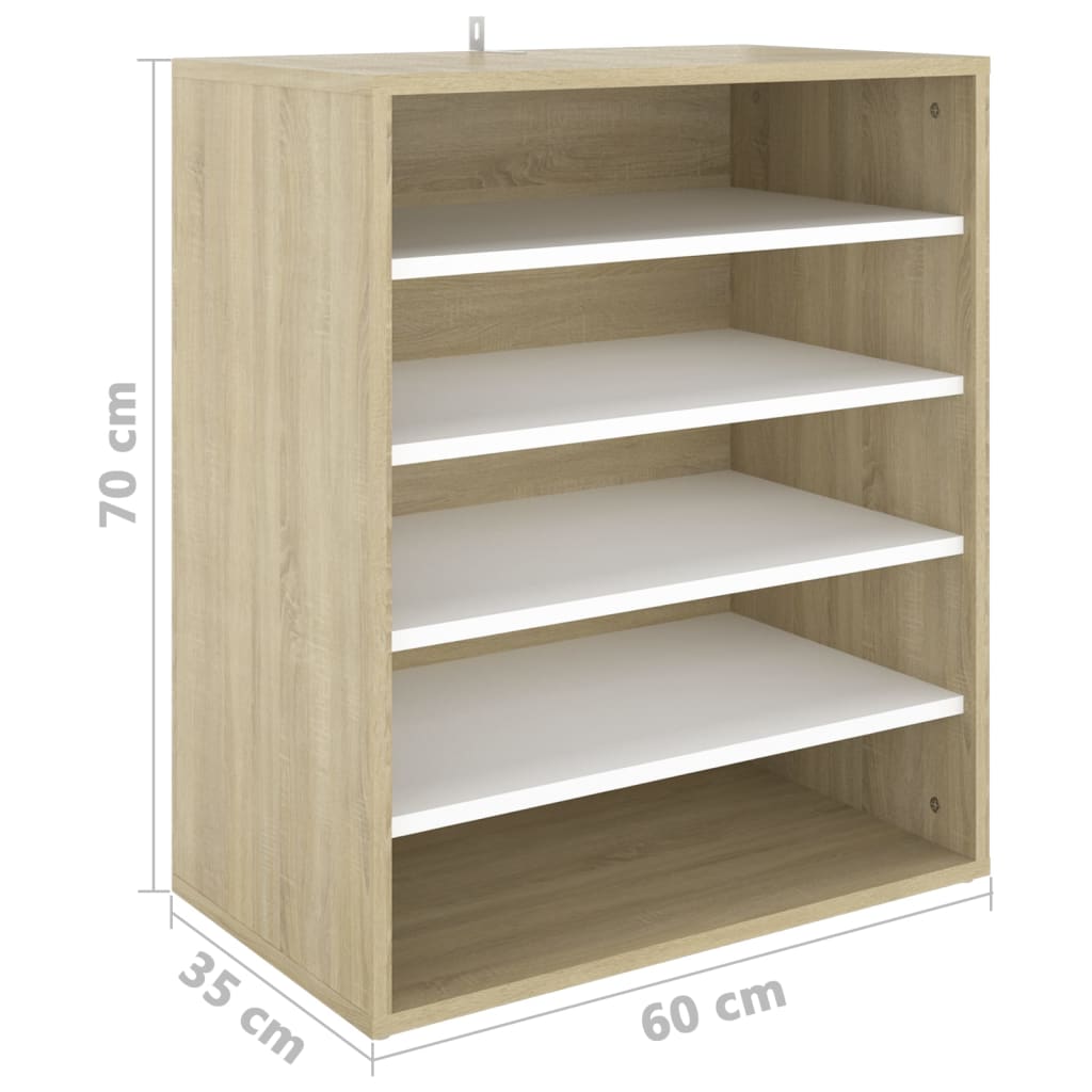 Schoenenkast 60x35x70 cm bewerkt hout eikenkleurig