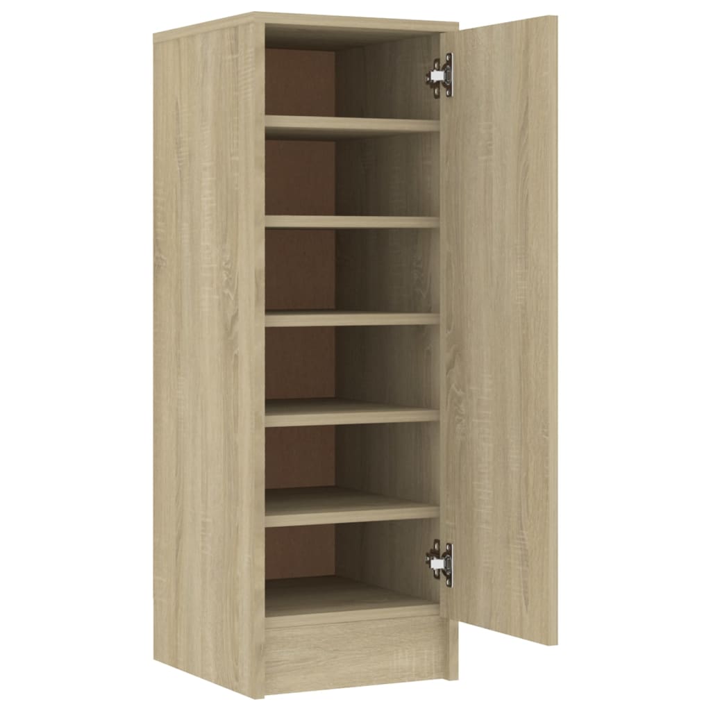 Schoenenkast 32x35x92 cm bewerkt hout eikenkleurig