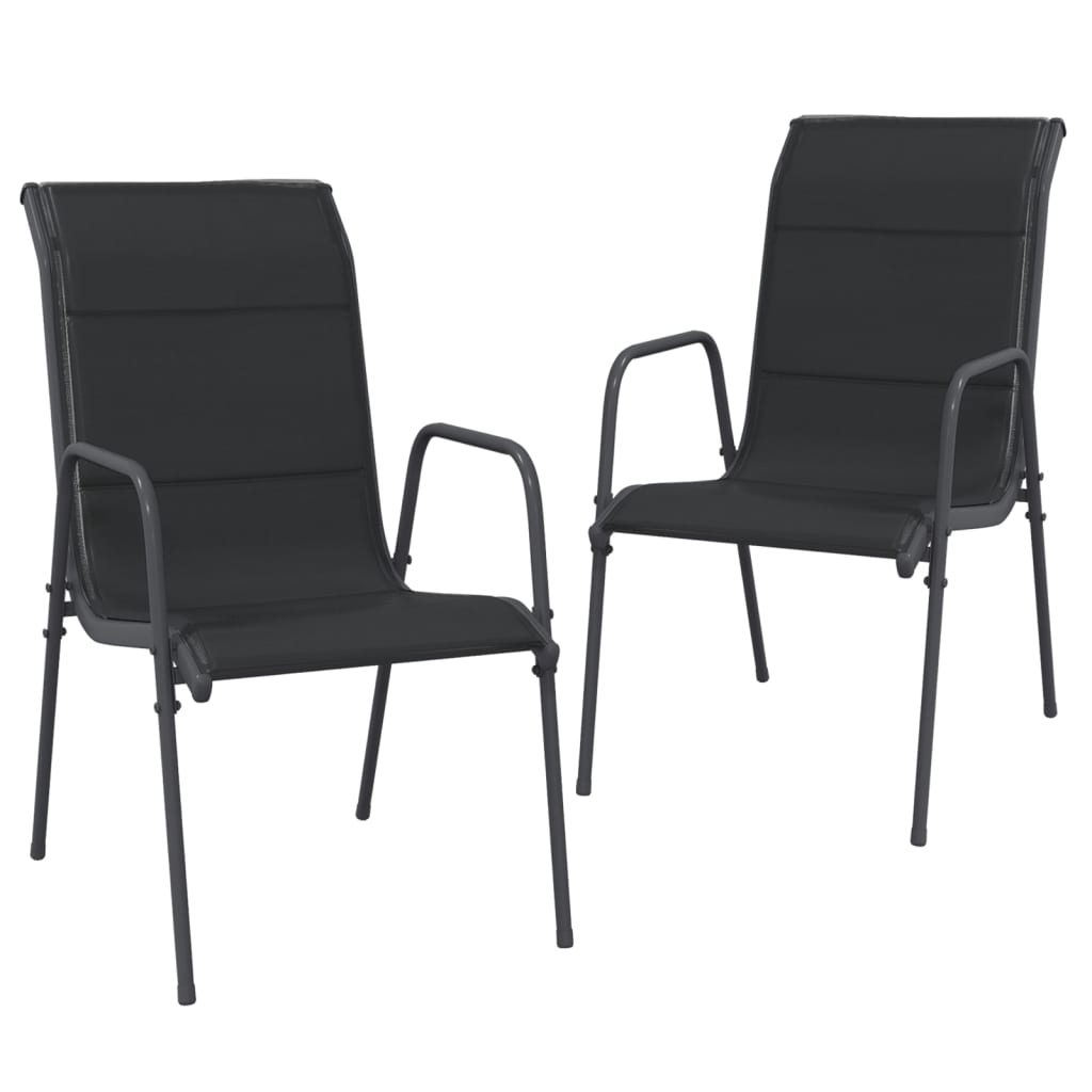 Chaises de jardin 2 pcs acier et textilène noir