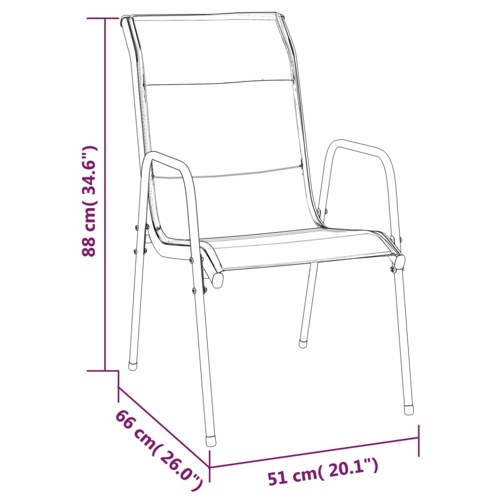 Tuinstoelen 2 st staal en textileen zwart