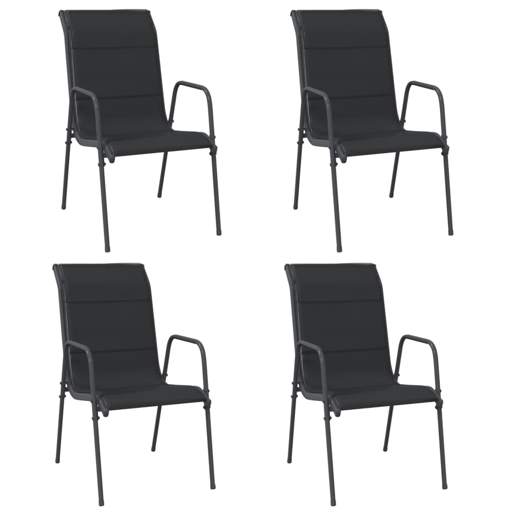 Chaises de jardin 2 pcs acier et textilène noir