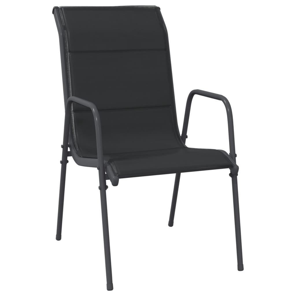 Chaises de jardin 2 pcs acier et textilène noir