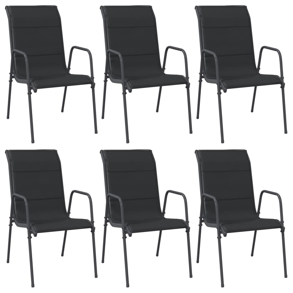 Chaises de jardin 2 pcs acier et textilène noir