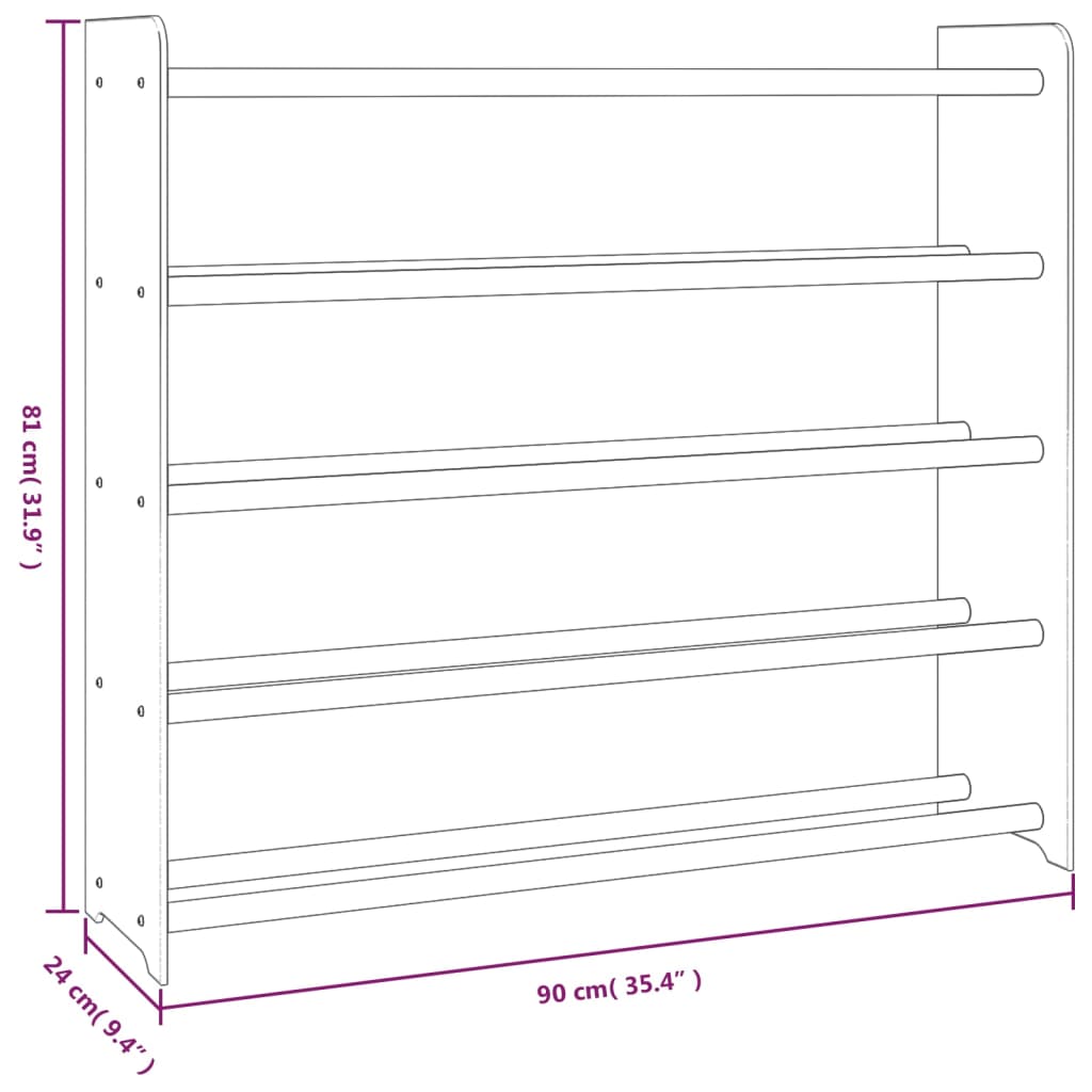 Schoenenrek 65x24x117 cm bewerkt hout