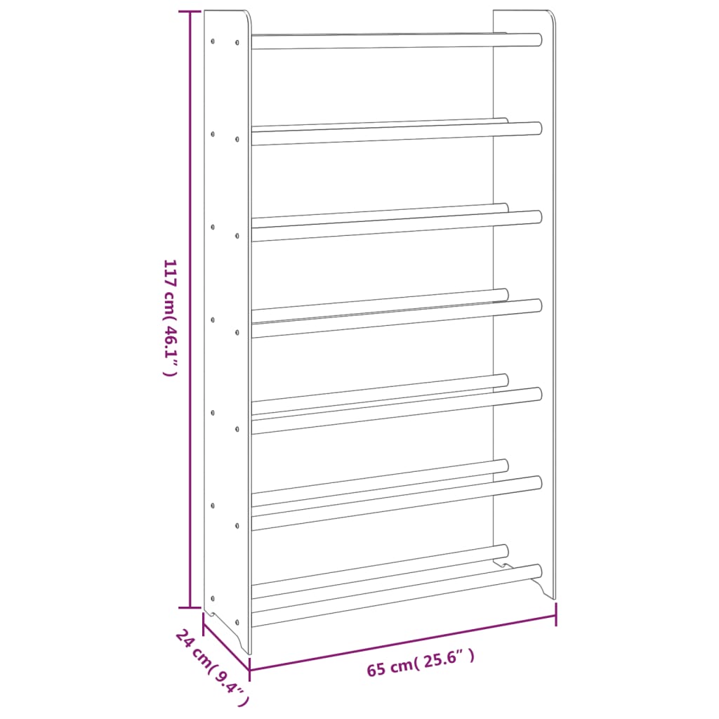 Schoenenrek 65x24x117 cm bewerkt hout