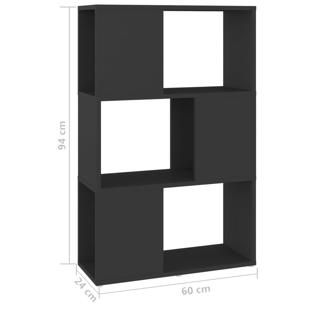 Boekenkast/kamerscherm 60x24x94 cm bewerkt hout hoogglans grijs