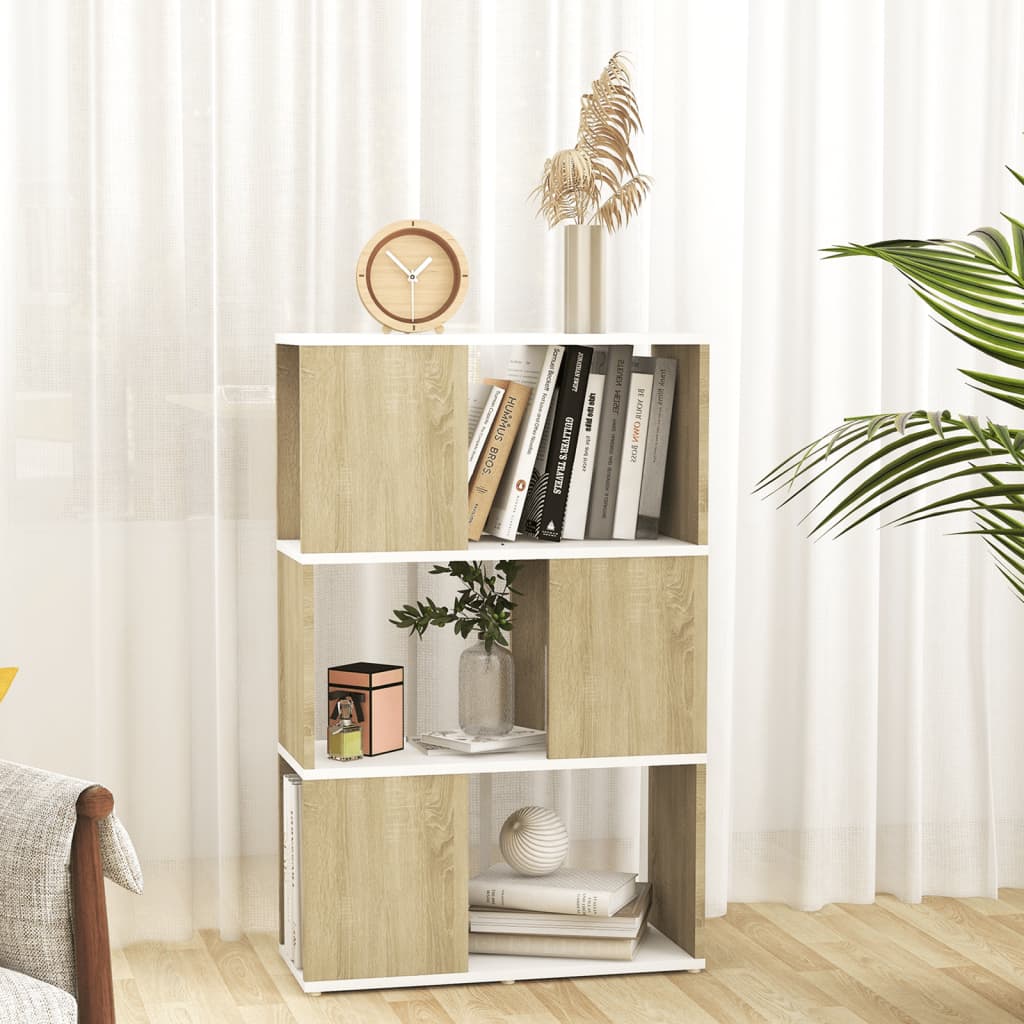 Boekenkast/kamerscherm 60x24x94 cm bewerkt hout hoogglans grijs