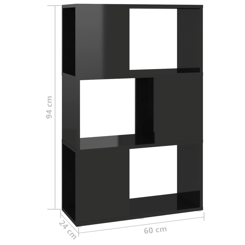 Bibliothèque/paravent 60x24x94 cm bois fini gris brillant