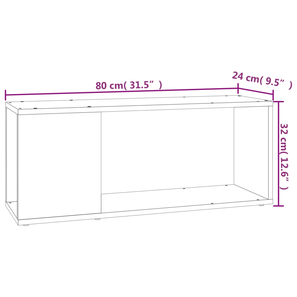 Meuble TV 80x24x32 cm finition bois noir