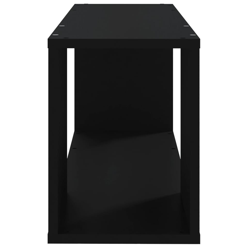 Meuble TV 80x24x32 cm finition bois noir