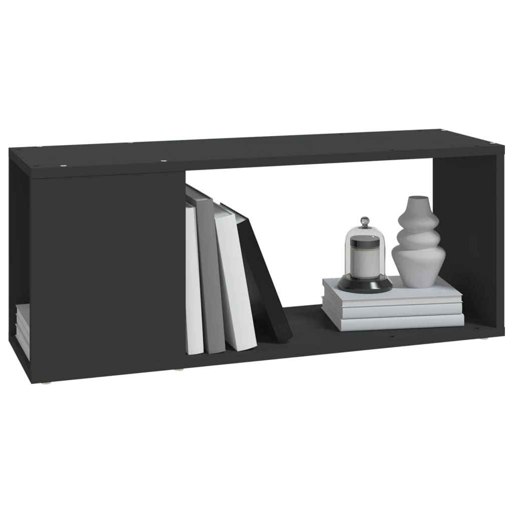 Meuble TV 80x24x32 cm finition bois noir