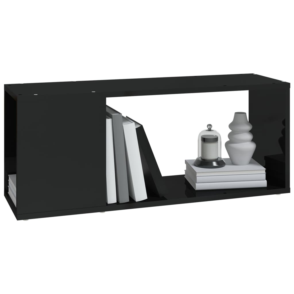 Meuble TV 80x24x32 cm finition bois noir