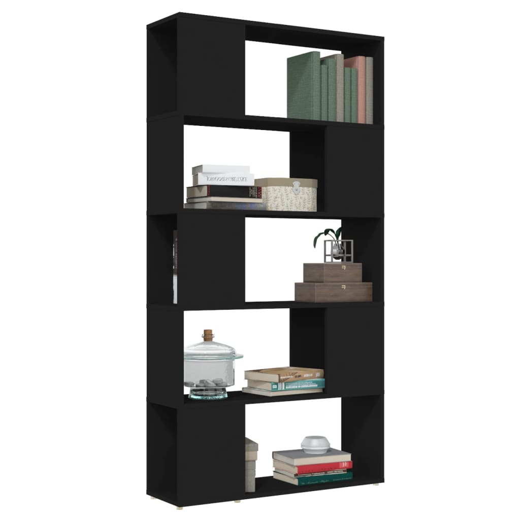 Boekenkast/kamerscherm 80x24x155 cm hout hoogglans zwart