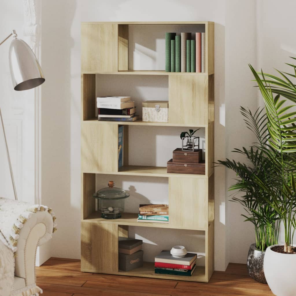 Boekenkast/kamerscherm 80x24x155 cm hout hoogglans zwart