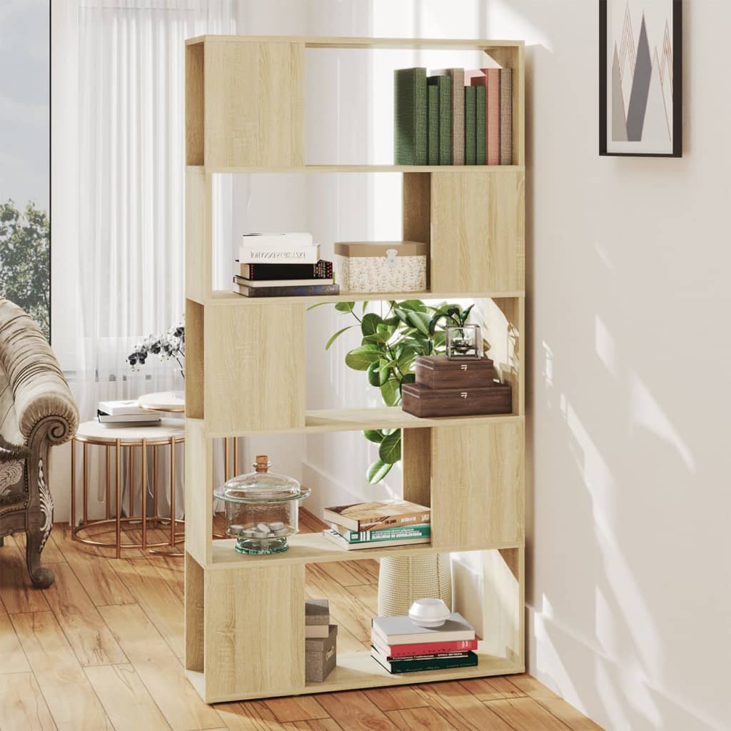 Boekenkast/kamerscherm 80x24x155 cm hout hoogglans zwart