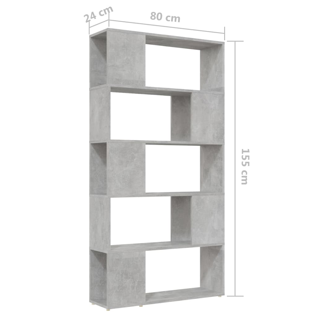 Boekenkast/kamerscherm 80x24x155 cm hout hoogglans zwart