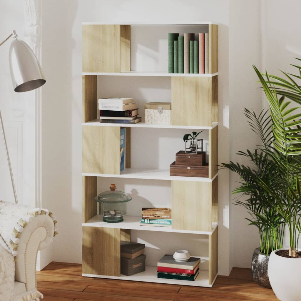 Boekenkast/kamerscherm 80x24x155 cm hout hoogglans zwart