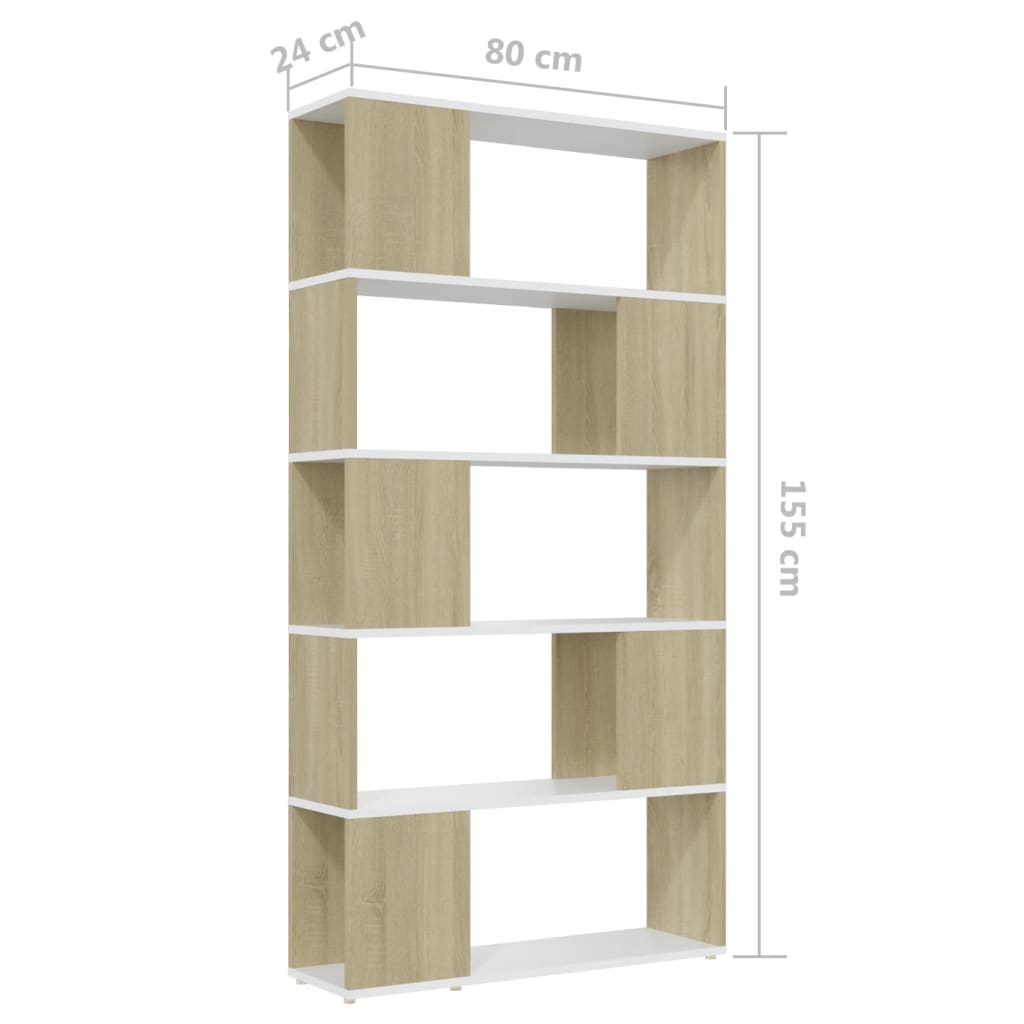 Boekenkast/kamerscherm 80x24x155 cm hout hoogglans zwart