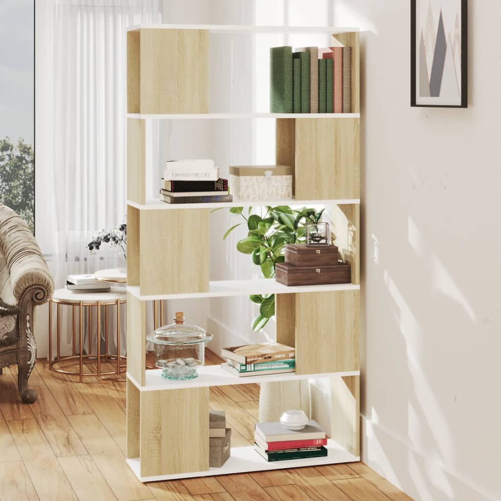 Boekenkast/kamerscherm 80x24x155 cm hout hoogglans zwart