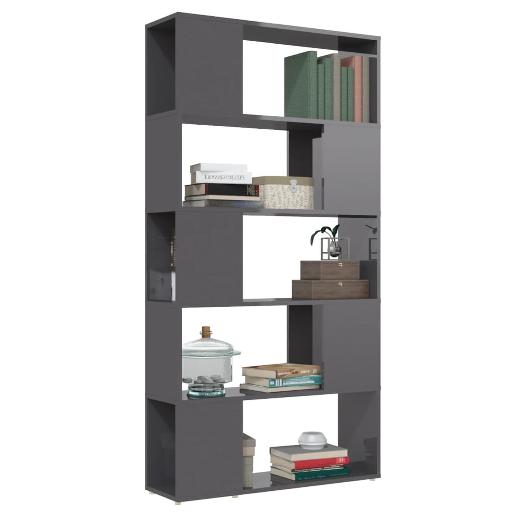 Boekenkast/kamerscherm 80x24x155 cm hout hoogglans zwart