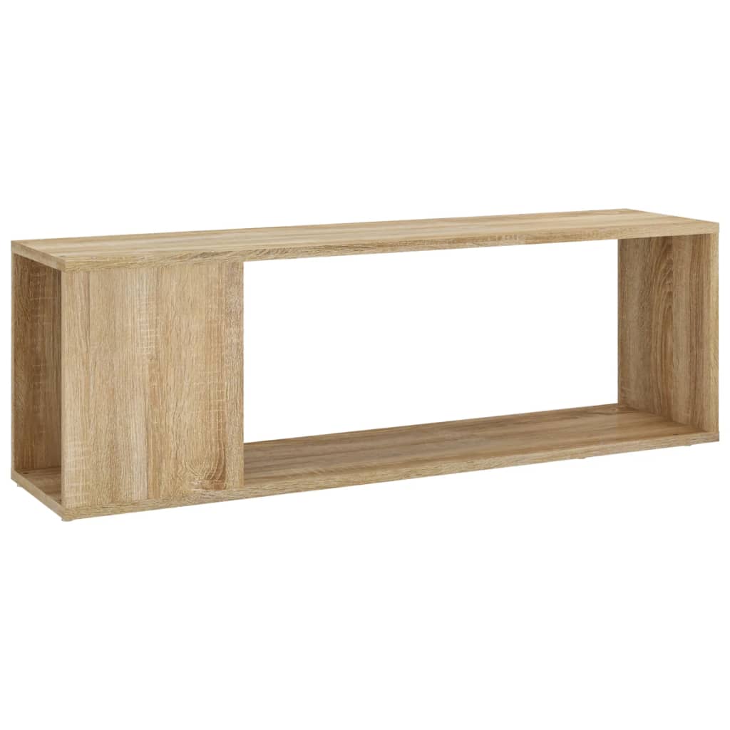 Meuble TV 100x24x32 cm ouvré en bois couleur chêne