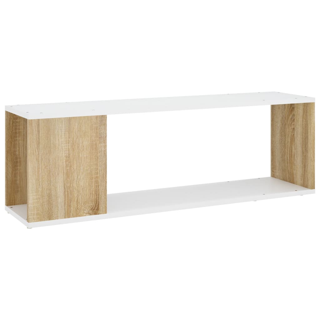 Meuble TV 100x24x32 cm ouvré en bois couleur chêne