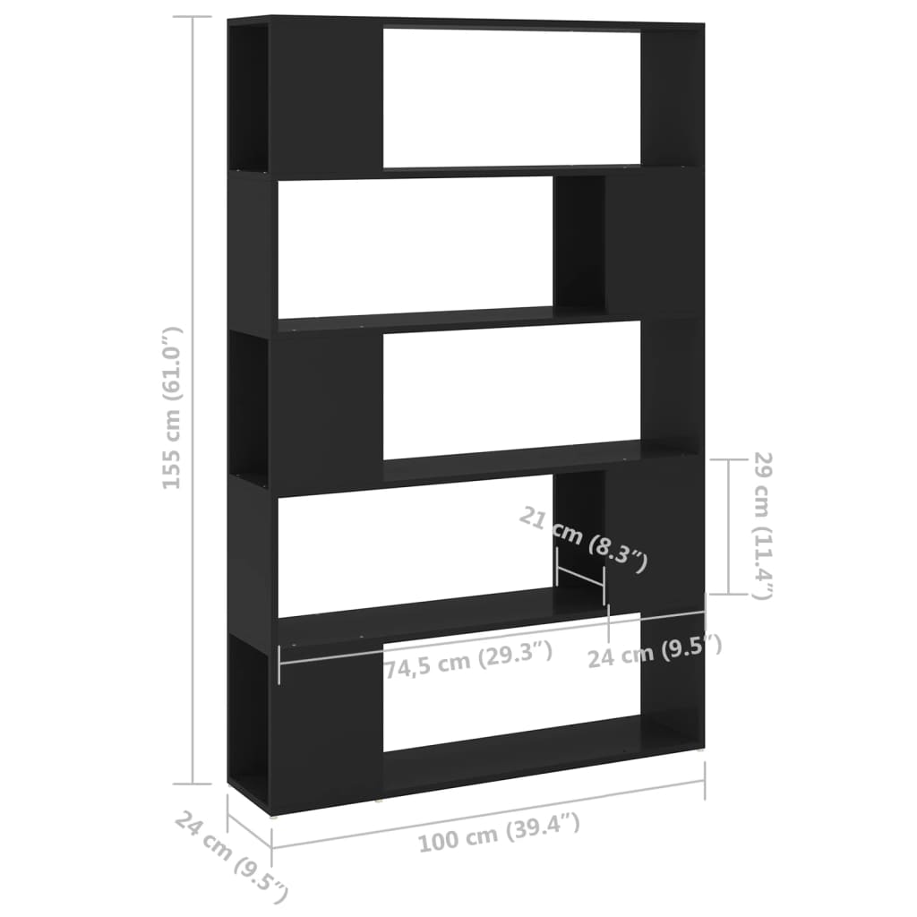 Bibliothèque/paravent 100x24x155 cm bois fini