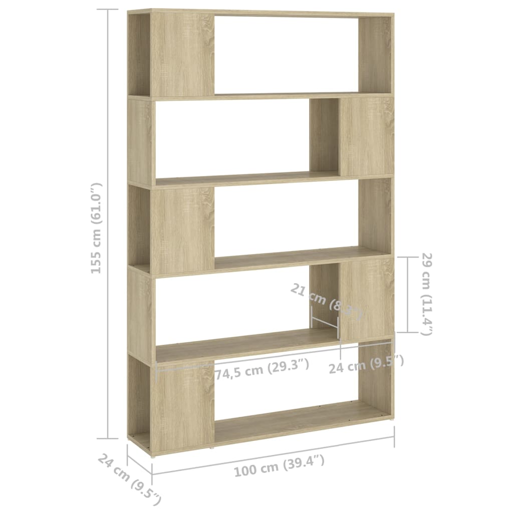 Boekenkast/kamerscherm 100x24x155 cm bewerkt hout