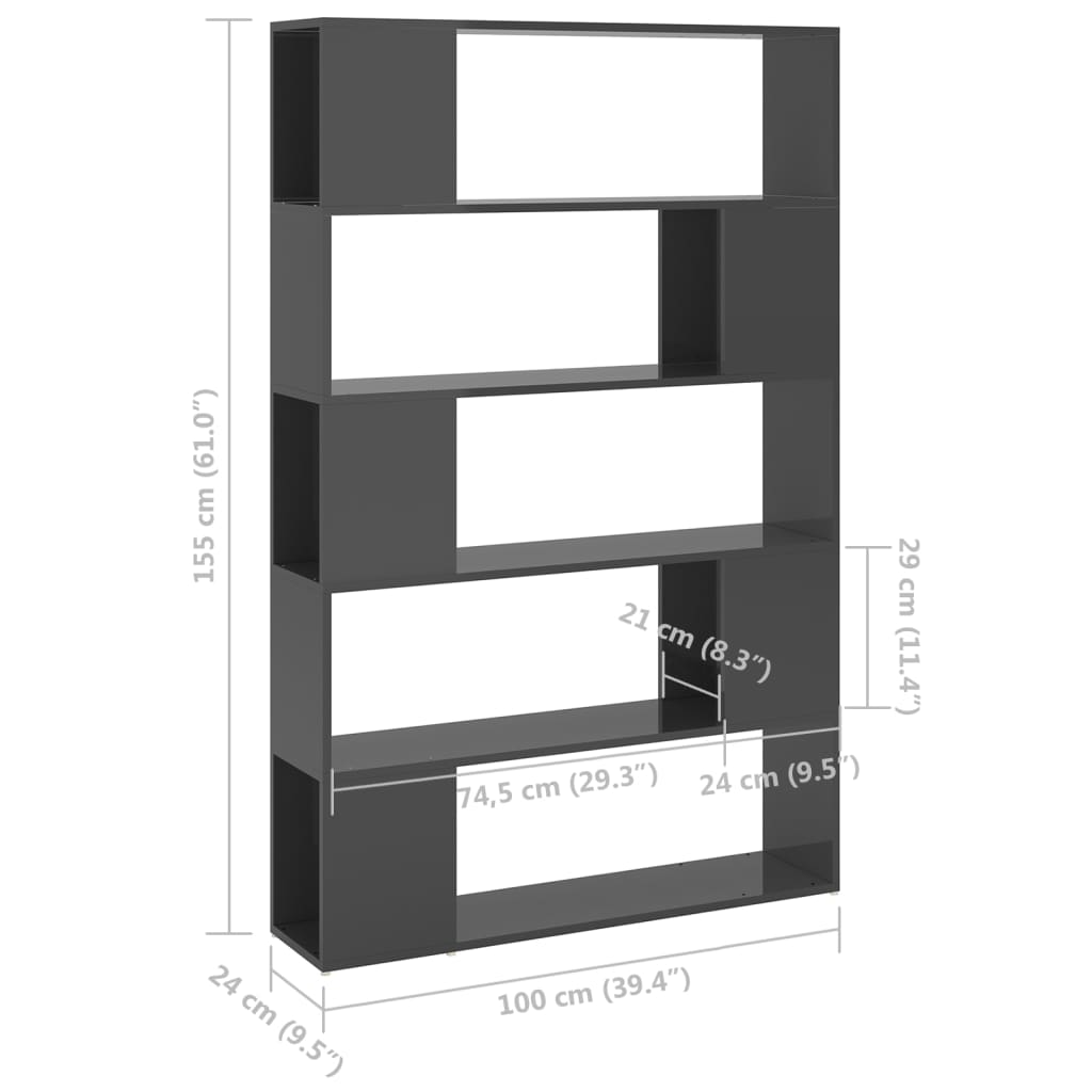 Boekenkast/kamerscherm 100x24x155 cm bewerkt hout