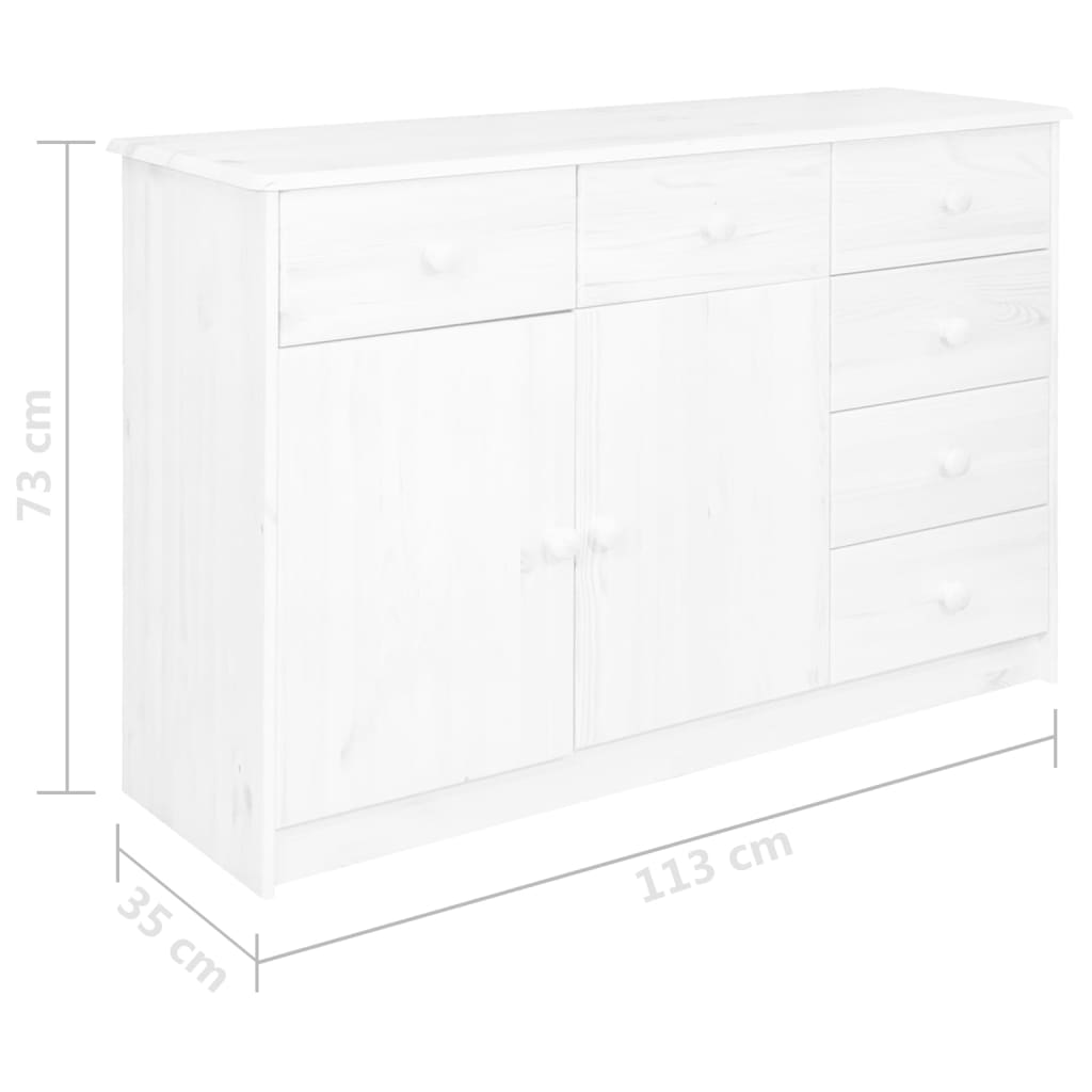 Dressoir met 6 lades 113x35x73 cm massief grenenhout wit