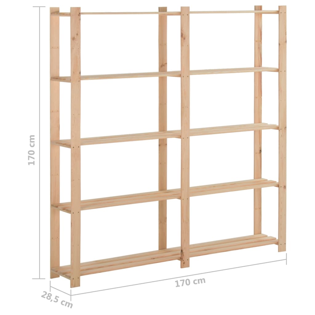 Opbergrek 5-laags 170x38x170 cm massief grenenhout bruin