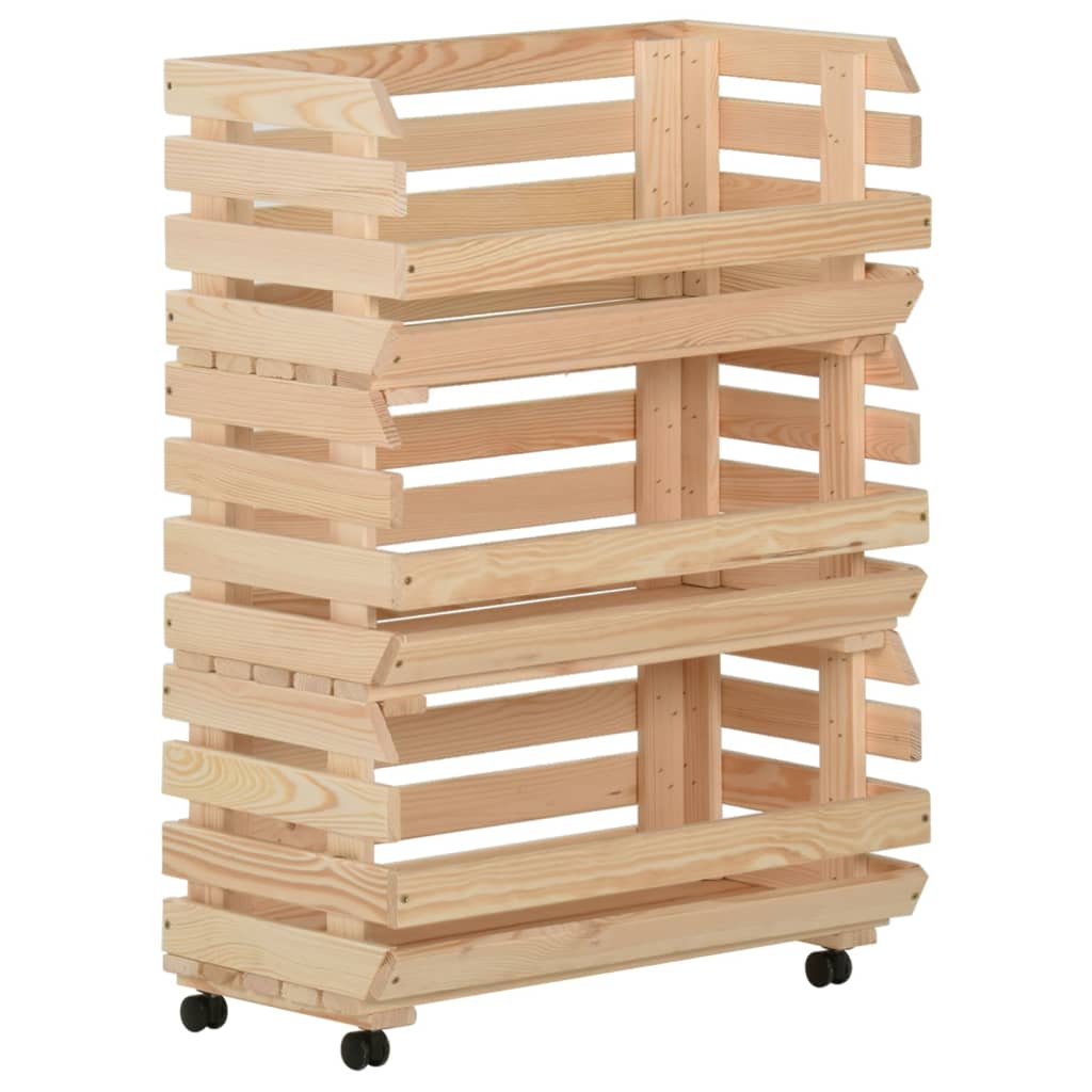 Groentetrolley 37x30x80 cm massief grenenhout