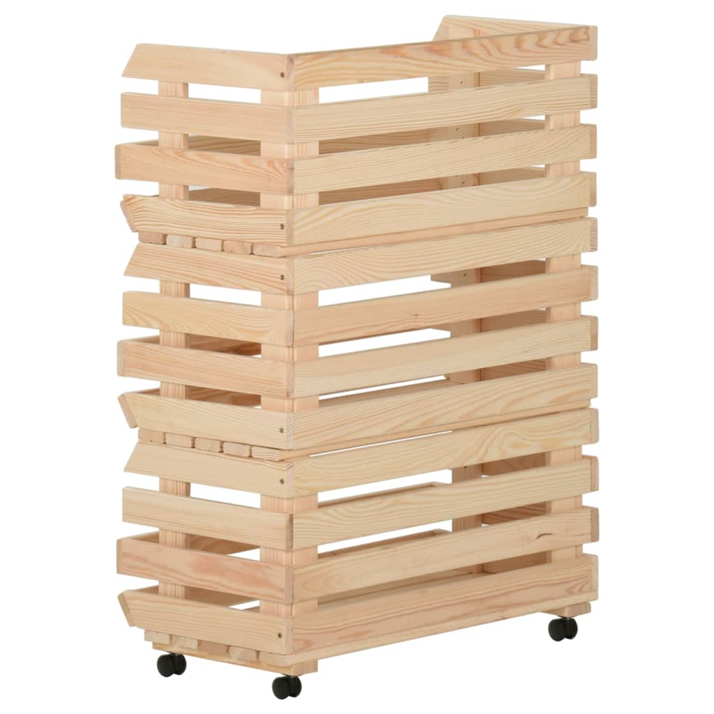 Groentetrolley 37x30x80 cm massief grenenhout