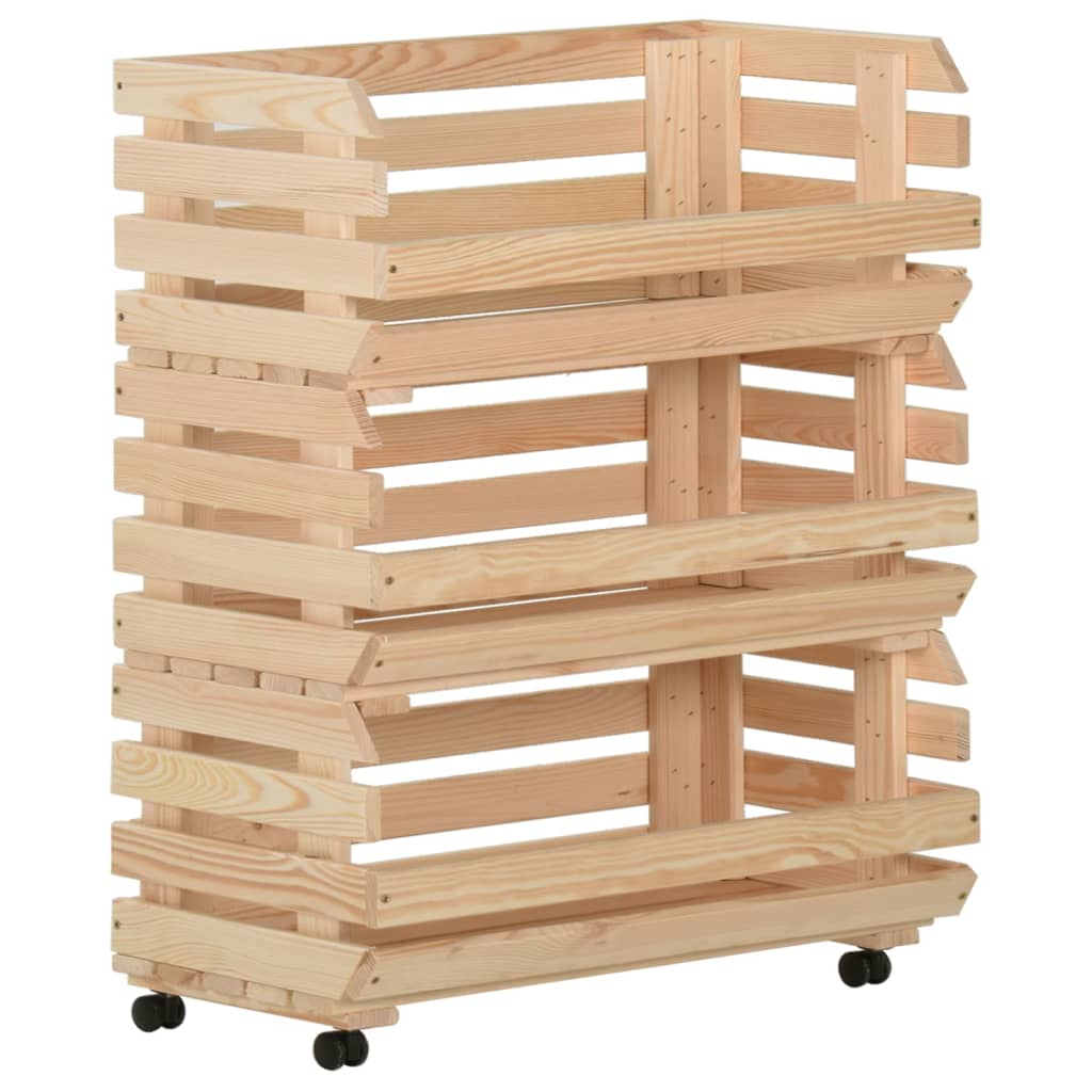 Groentetrolley 37x30x80 cm massief grenenhout