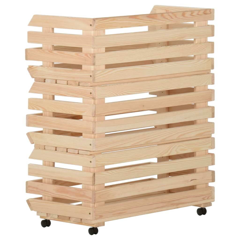 Groentetrolley 37x30x80 cm massief grenenhout