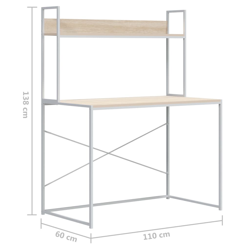 Computerbureau 110x60x138 cm bewerkt hout eikenkleurig