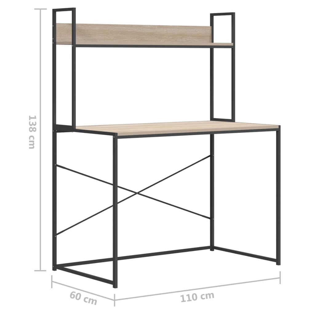 Computerbureau 110x60x138 cm bewerkt hout eikenkleurig