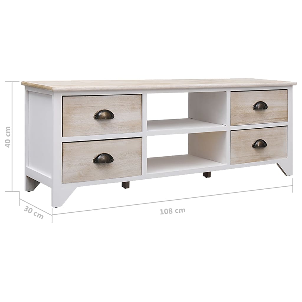 Tv-meubel 108x30x40 cm massief paulowniahout