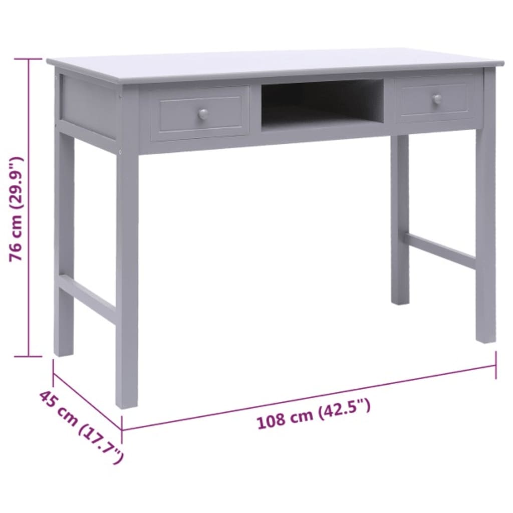 Bureau 108x45x76 cm bois de paulownia massif