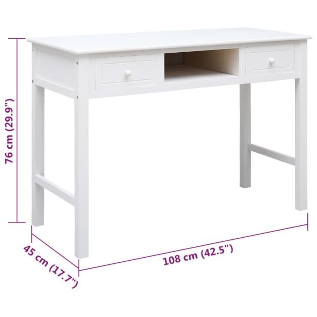 Bureau 108x45x76 cm bois de paulownia massif