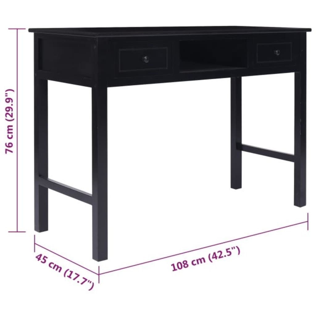 Bureau 108x45x76 cm massief paulowniahout