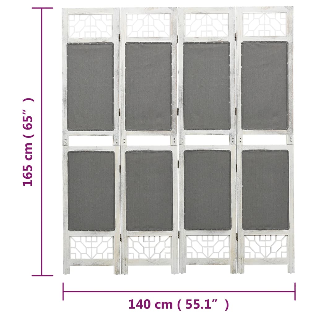 Kamerscherm met 3 panelen 105x165 cm stof grijs