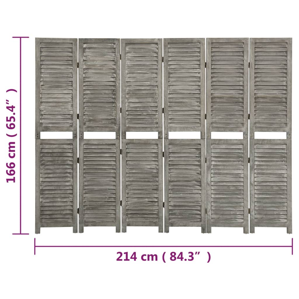 Kamerscherm met 4 panelen 143x166 cm massief hout grijs